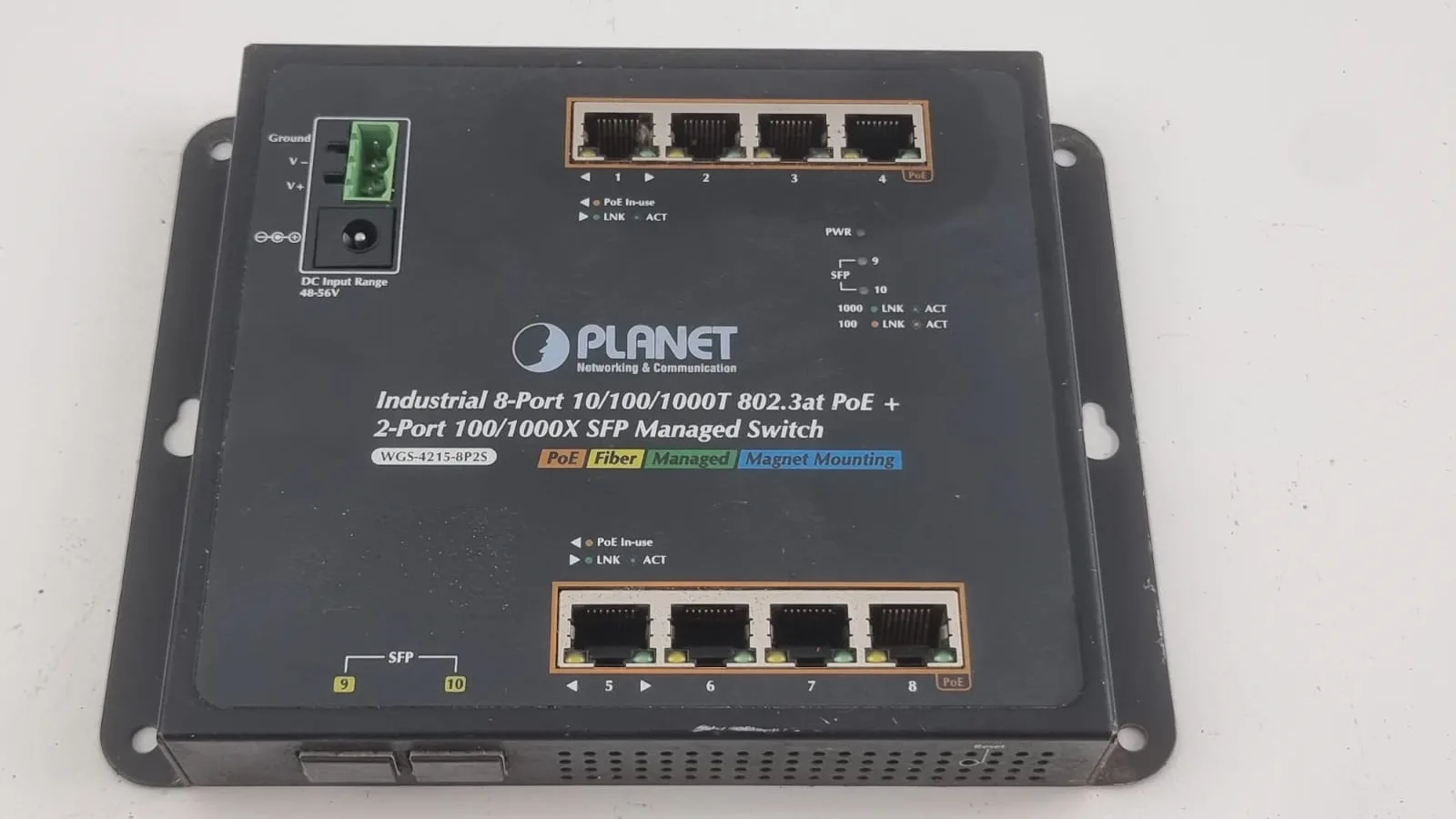 PLANET 8-port 100/1000x SFP Managed PoE Switch Industrial WGS-4215-8P2S
