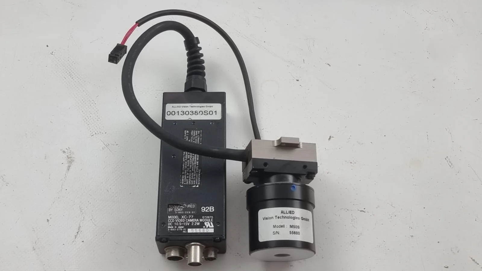 SONY VIDEO CAMERA MODULE XC-77 w/ MANFRED STICKSEL (ALLIED VISION) M50S LENS