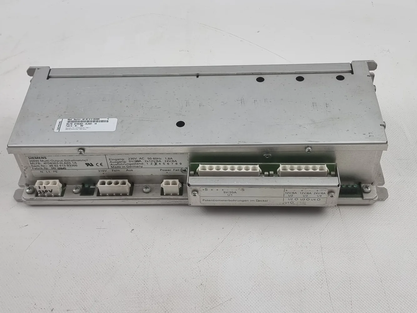 SIEMENS 4FD6303-0LA03-1A 200W MULTI-OUTPUT SWITCHING POWER SUPPLY SCHALTNETZTEIL