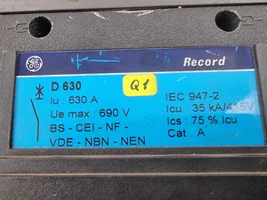 General Electric D603 circuit breaker 630A max (;P93.12);
